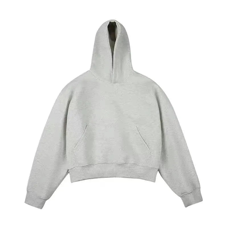 Short Chinese cotton composite velvet hooded sweater with removable hood in street fashion style