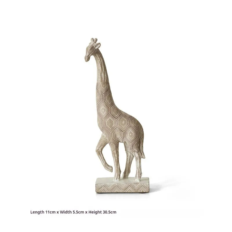 Wood colour giraffe resin decoration sculpture measuring 30.5 cm height
