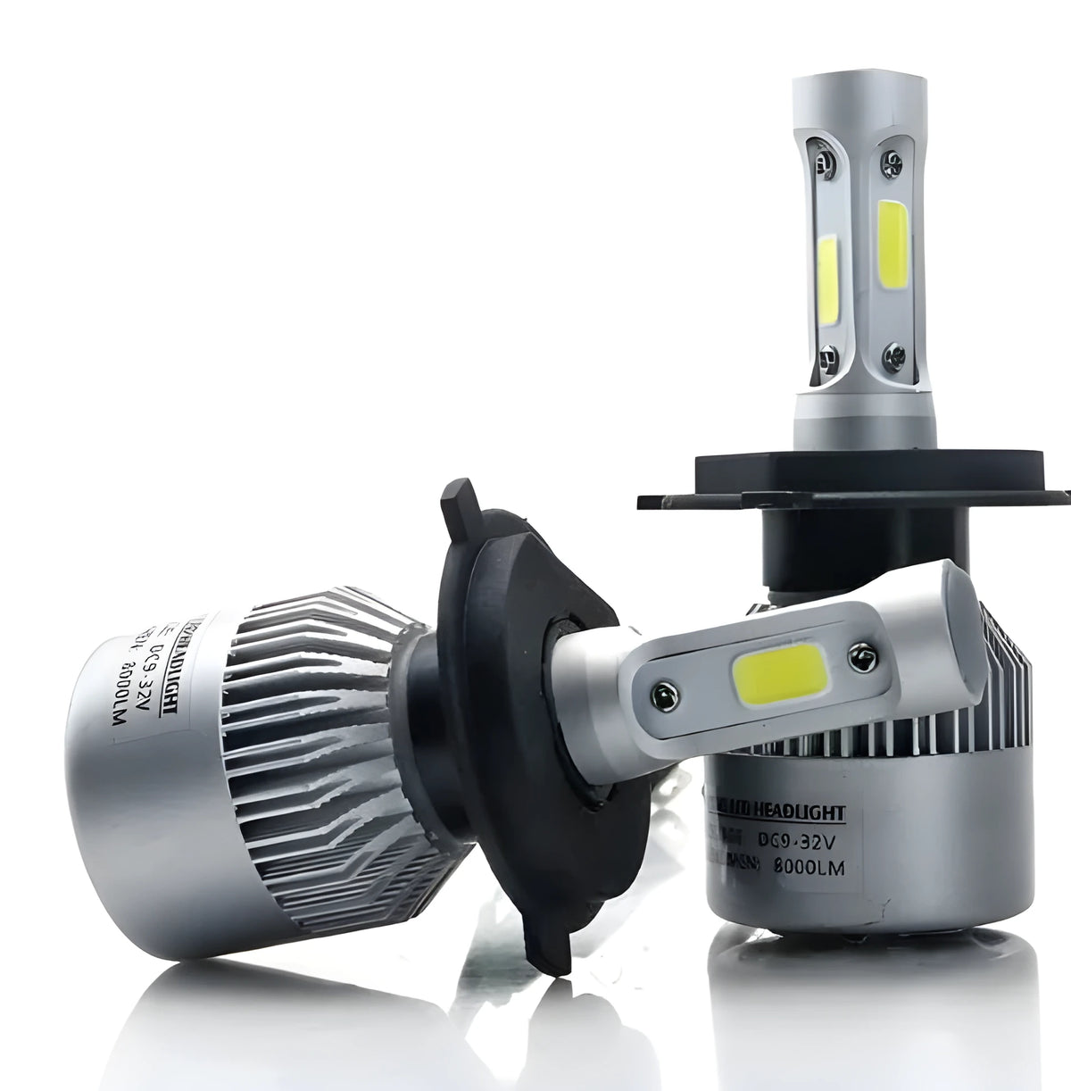 S2 car LED headlight bulbs, COB chip, 6500K white, 8000LM, aviation aluminium 6063 cooling fan, H4 H7 H11 sockets