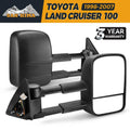 Black plastic foldable rearview mirrors for Toyota Land Cruiser 100 1998-2007 models