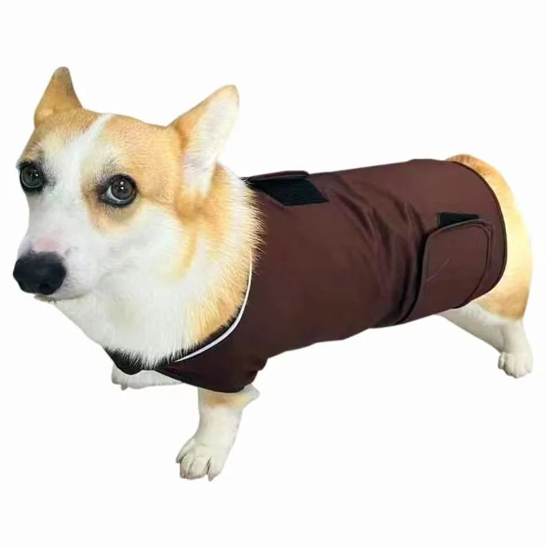 Dog wearing brocade cotton anxiety relief tank top in heather gray