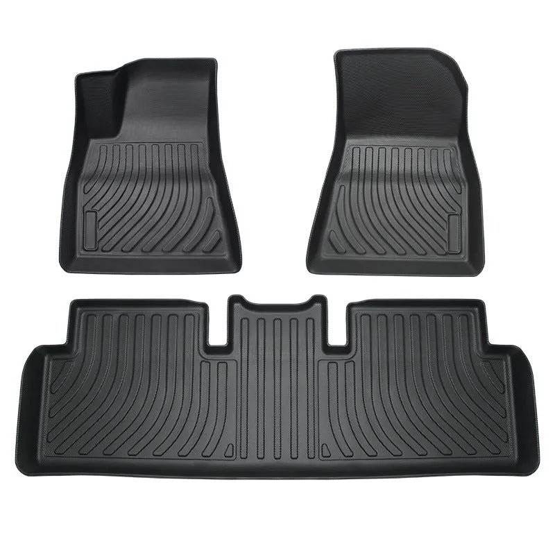 Rubber floor mats for Tesla cars including TPE footrest sections