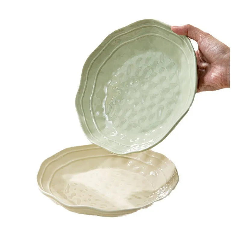 Ceramic seven-piece dinnerware set with solid colour design and modern simple style