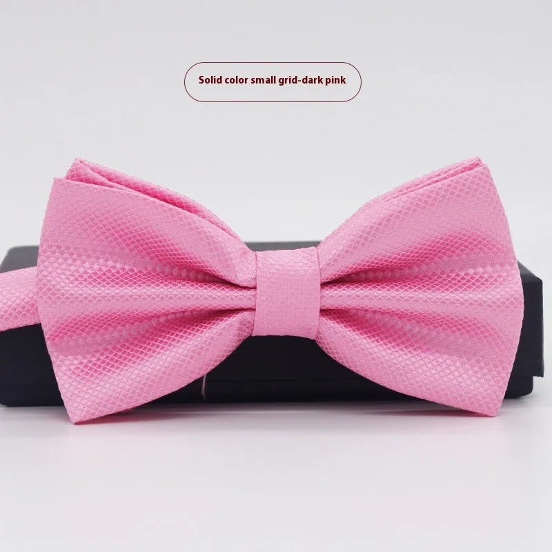 Men's solid colour polyester bow tie flat head style 12 by 6 centimetres
