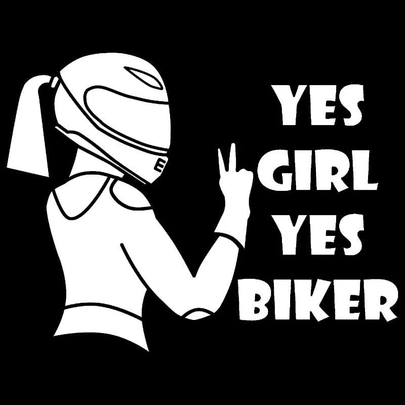 Waterproof girl rider character sticker for vehicle decoration measuring 16cm by 15cm