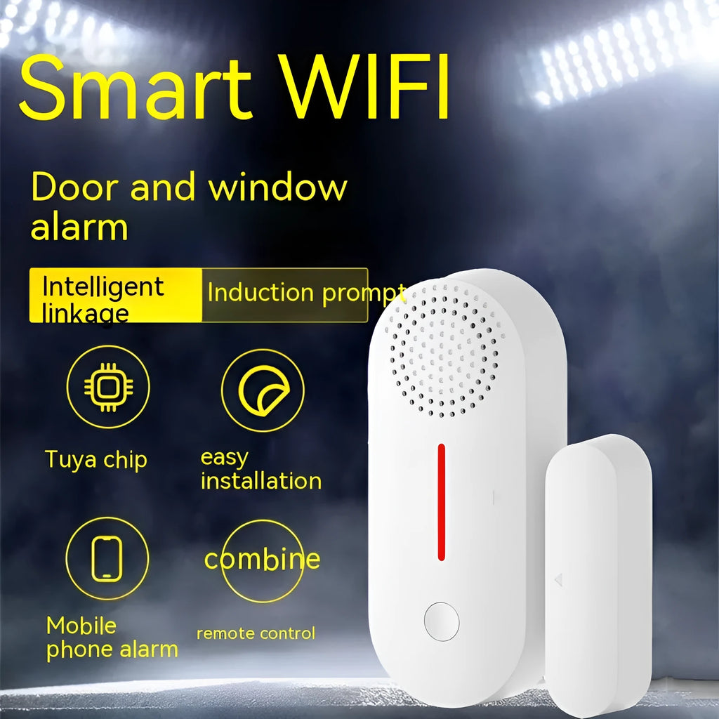 WiFi magnetic door sensor alarm unit for home security with wireless connectivity