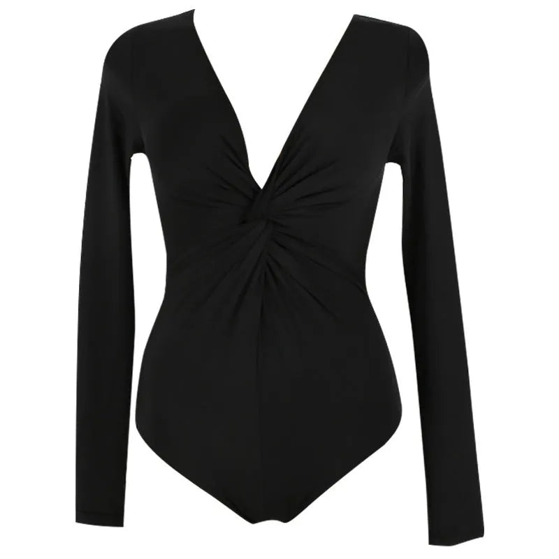 Black solid colour women's one-piece nylon swimsuit