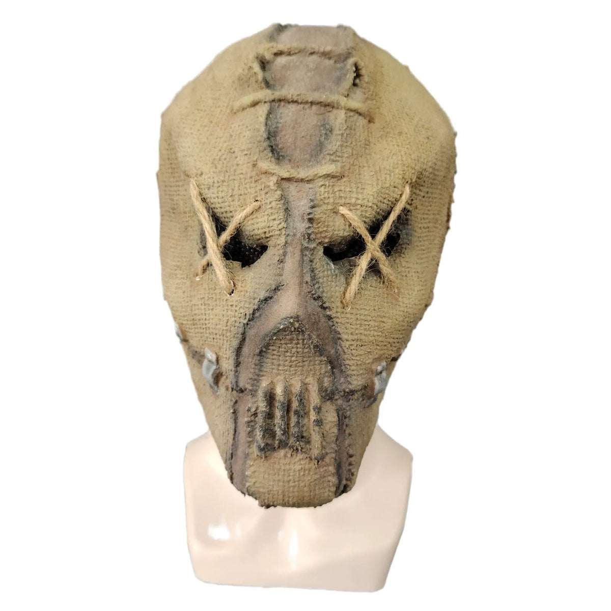 Latex full head horror mask with detailed scar skull design for Halloween costumes.