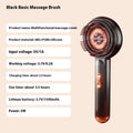 Black and red rechargeable scalp massage comb with red and blue lights, shown with a Type-C charging cable.