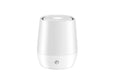 White USB aromatherapy humidifier with simulated flame effect, compact design with water tank