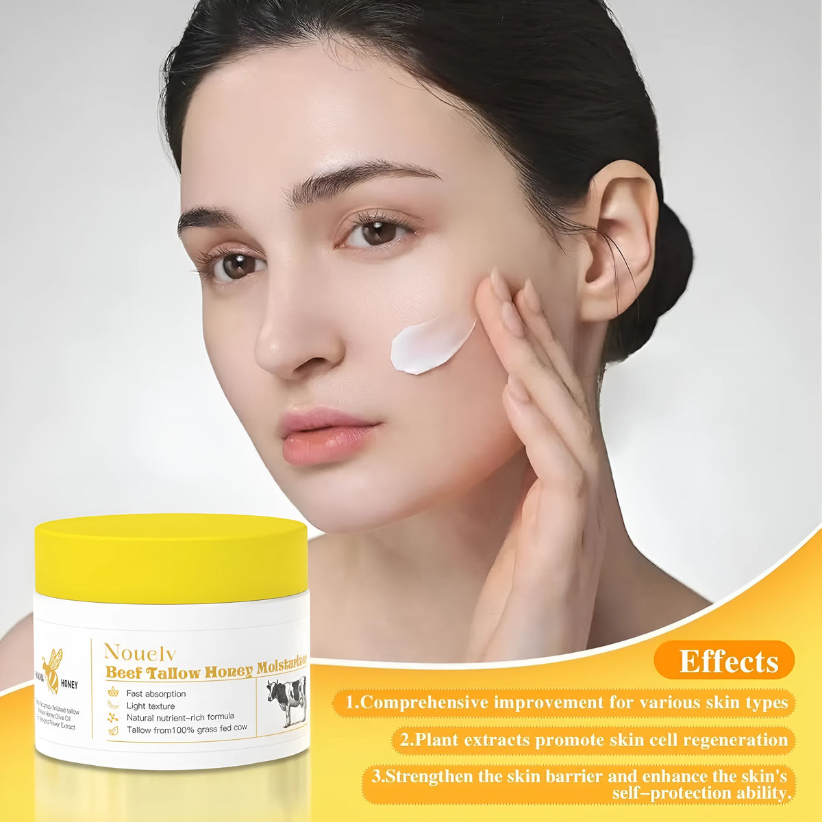 50g jar of cow fat moisturising cream with honey for dry and combination skin types