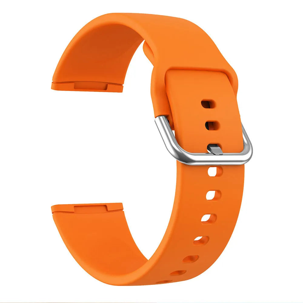Solid colour silicone replacement strap with silver buckle for Fitbit Versa 3 and Sense 2