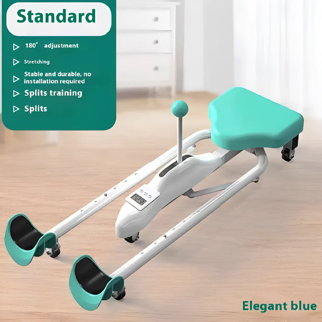 Leg opener fitness equipment with steel pipe frame and foam padding for flexibility training