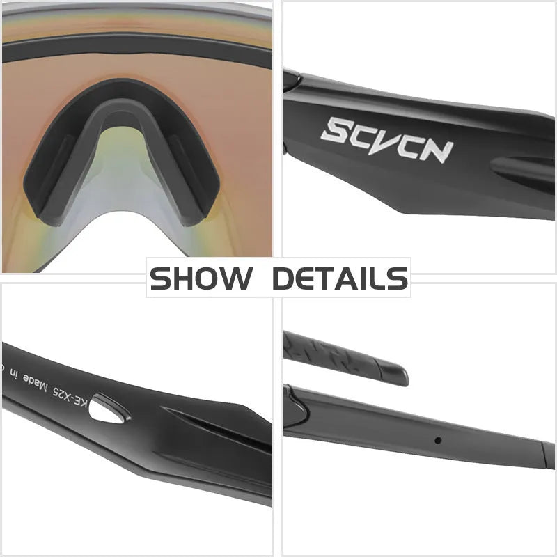 Frameless athletic windproof goggles with integrated colourful lens for sports use