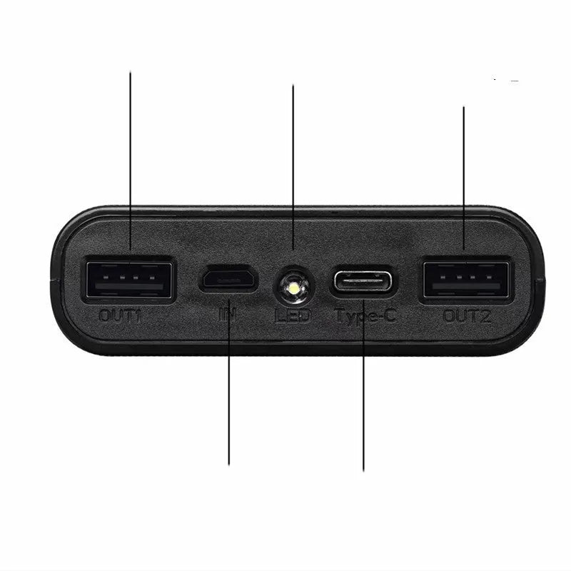 Digital display power bank kit 45mm wide with USB ports and status screen