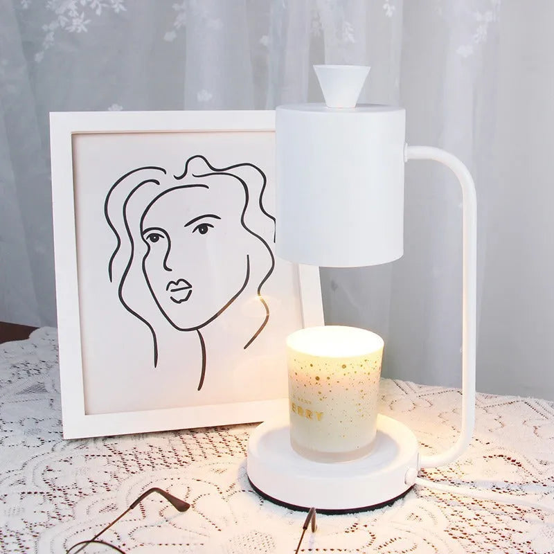 European-style aromatherapy wax melting lamp with metal holder in white colour
