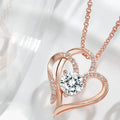 Women's heart-shaped 925 silver necklace in rose gold, gold, or platinum colour