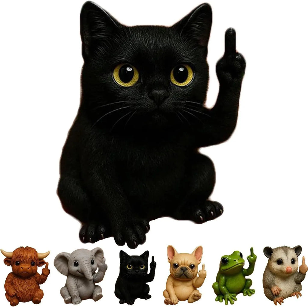 Mini animal middle finger doll ornament in resin with seven animal design options