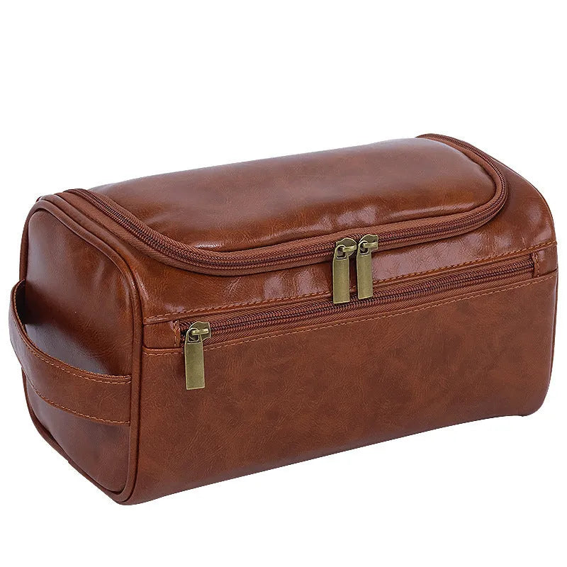 Large capacity waterproof cosmetic bag in multiple colour options including black, navy blue, beige, and brown