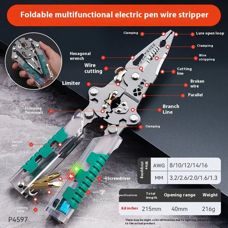 225mm electricians' pliers wire stripper with Luo ni steel cutting edge and rust prevention