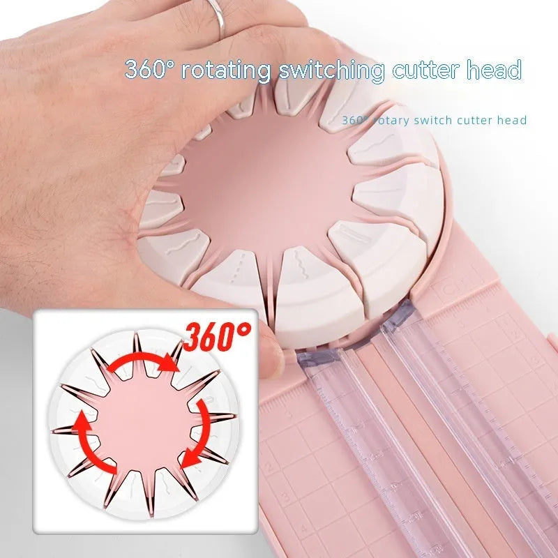 Pink 12-in-1 paper cutting machine for A4 paper decorative edges