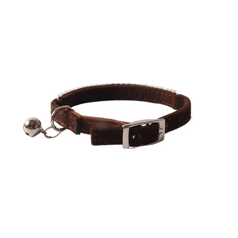 Flocking material cat collar with elastic buckle in six colour options