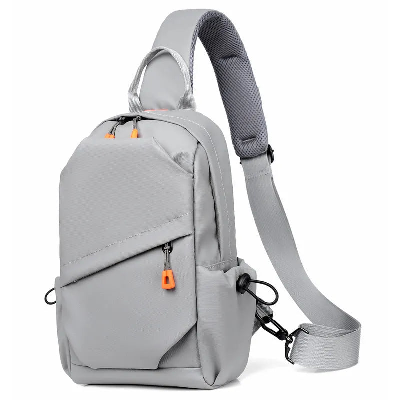 Men's waterproof polyester casual crossbody bag in black with single shoulder strap
