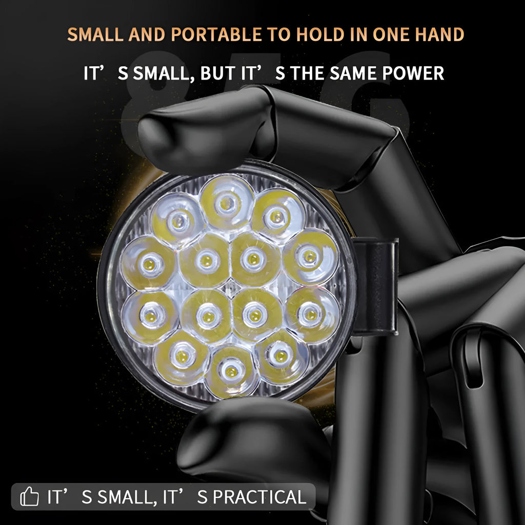 White LED work lights with round aluminum housing for car and vehicle auxiliary lighting