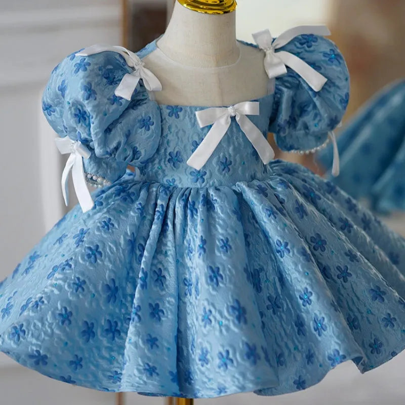Girls' blue polyester princess dress with piano pettiskirt for Zhuazhou and birthdays