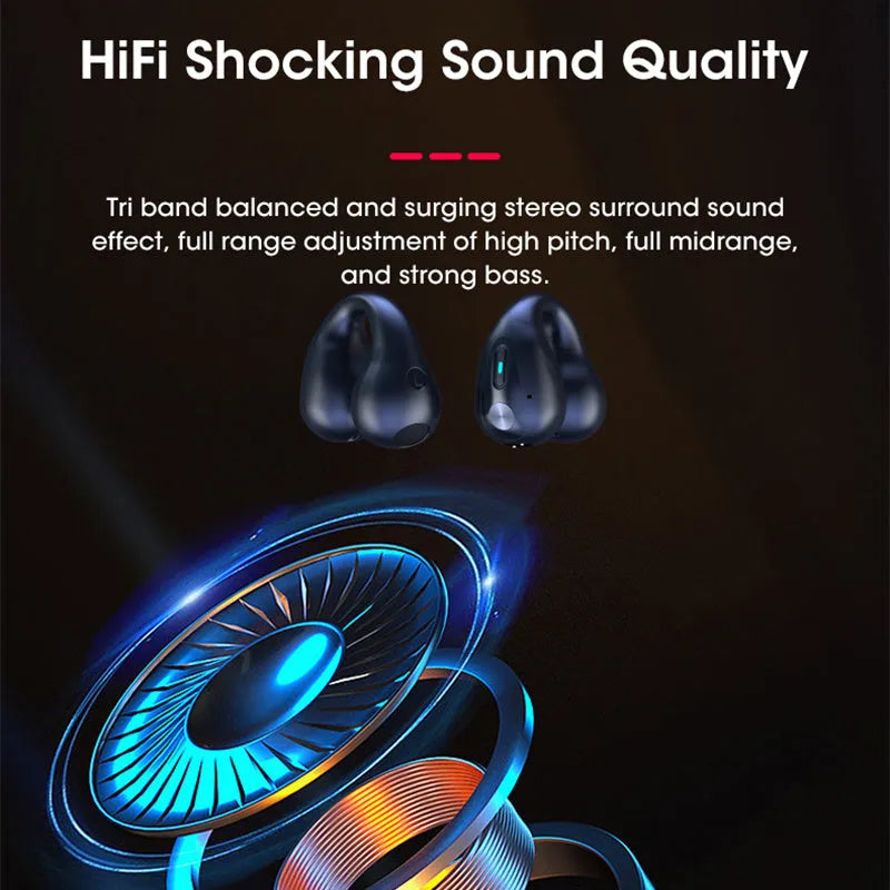 Bone conduction Bluetooth headset clip in black, white or khaki with ear clip design
