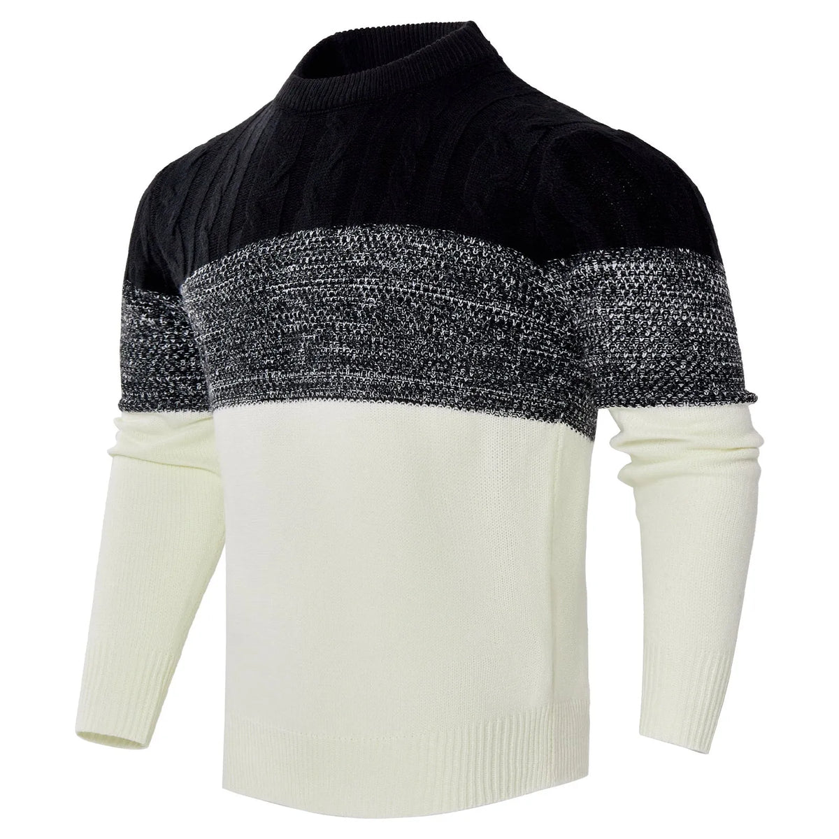 Men's knitted wool blend sweater in long sleeve pullover design for autumn winter