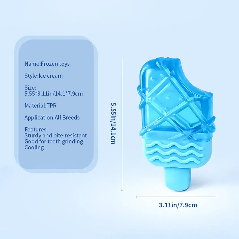 Dog cooling toy set with water-filled pacifier, popsicle and ring shapes for freezing