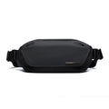 Black Oxford cloth men's messenger bag with single-shoulder riding design and visible stitching