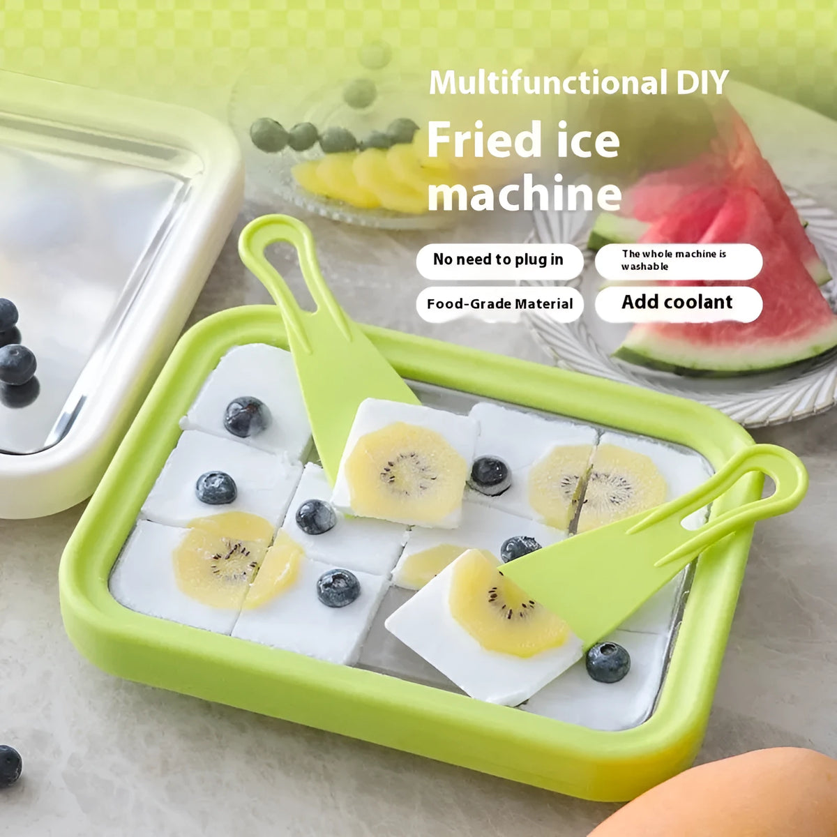Children's DIY fried ice and yoghurt machine in green, pink, white or rose red colours