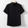 Man modelling a loose-fit linen blend T-shirt in optic linen colour, short sleeves.