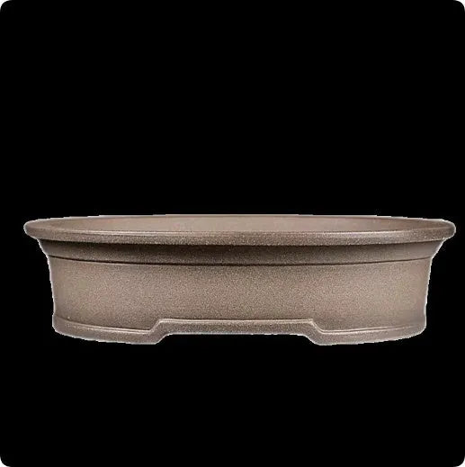 Handmade purple sand ceramic bonsai flower pot with antique oval shape measuring 25x21x6.3cm