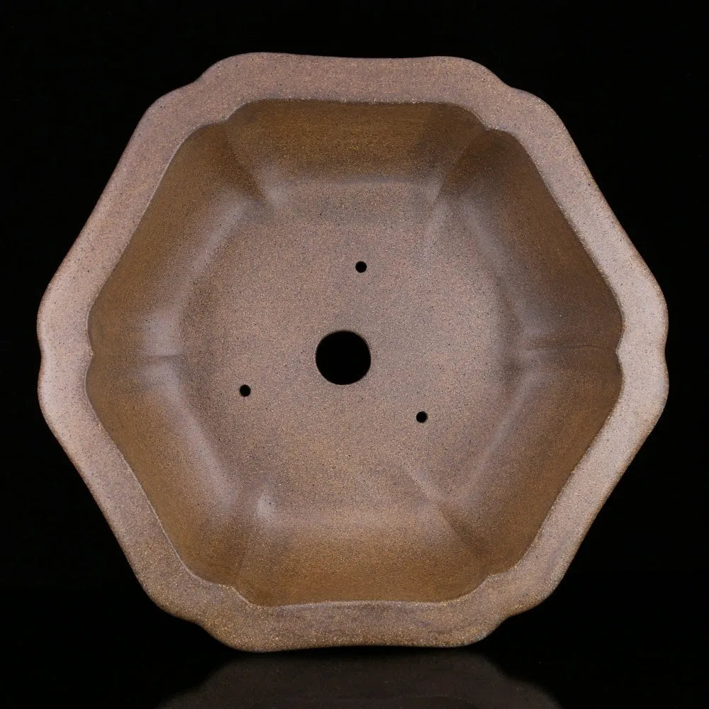 Large hexagonal purple sand ceramic basin for Pinus Taiwanensis bonsai cultivation