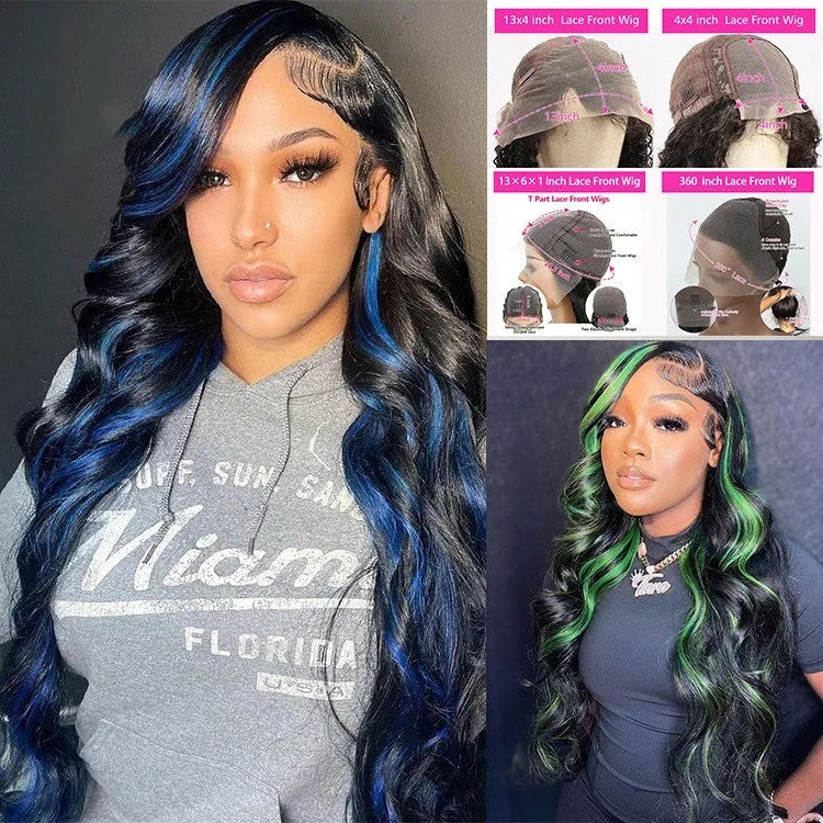 A woman wearing a human hair lace front wig in Star Fashion style with a 4x4 lace base.