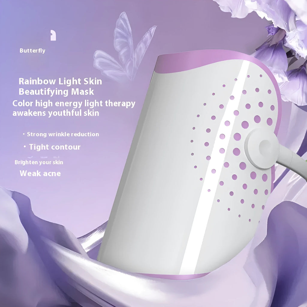 White and purple photon IPL beauty mask device with 15W plug-in power