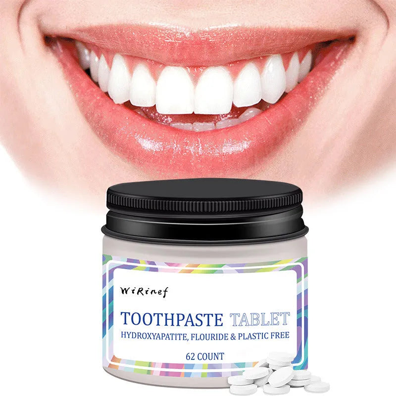TP19 solid toothpaste tablets pack containing 62 portable chewing cleaning tablets