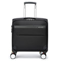 Black 18-inch Oxford cloth business suitcase with retractable handle and wheels.