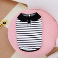 Pet wearing striped cotton t-shirt and skirt set in casual summer clothing