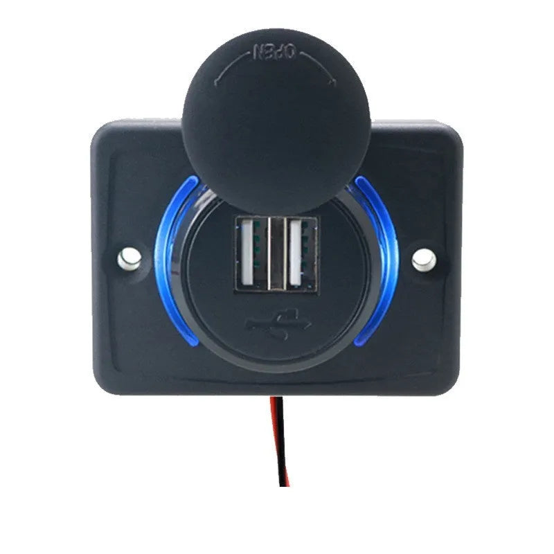 Black 12V car USB charger with 5V 3.1A output for vehicle installation
