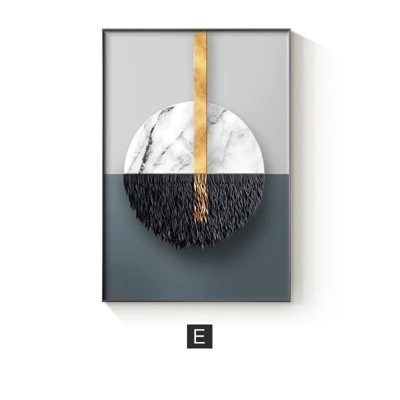 Abstract geometric pattern printed on a canvas wall art poster in a simple, modern style.