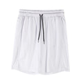 Men's black quick-drying mesh capri shorts with an elastic mid waist on a white background.