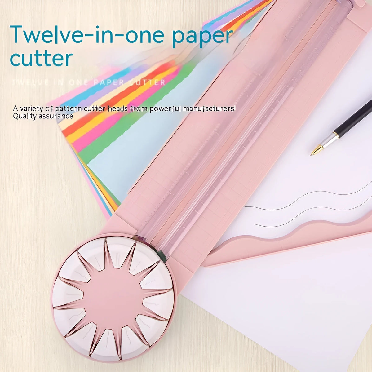 Pink 12-in-1 paper cutting machine for A4 paper decorative edges