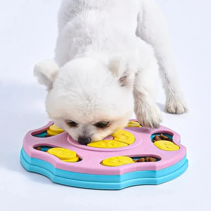 Blue dog puzzle toy feeder with interactive food searching games for aggressive chewers