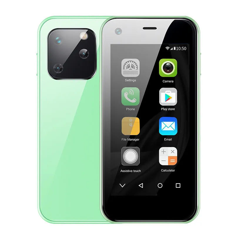 Compact Android smartphone with 2.5-inch screen shown in Phantom Night Black colour.