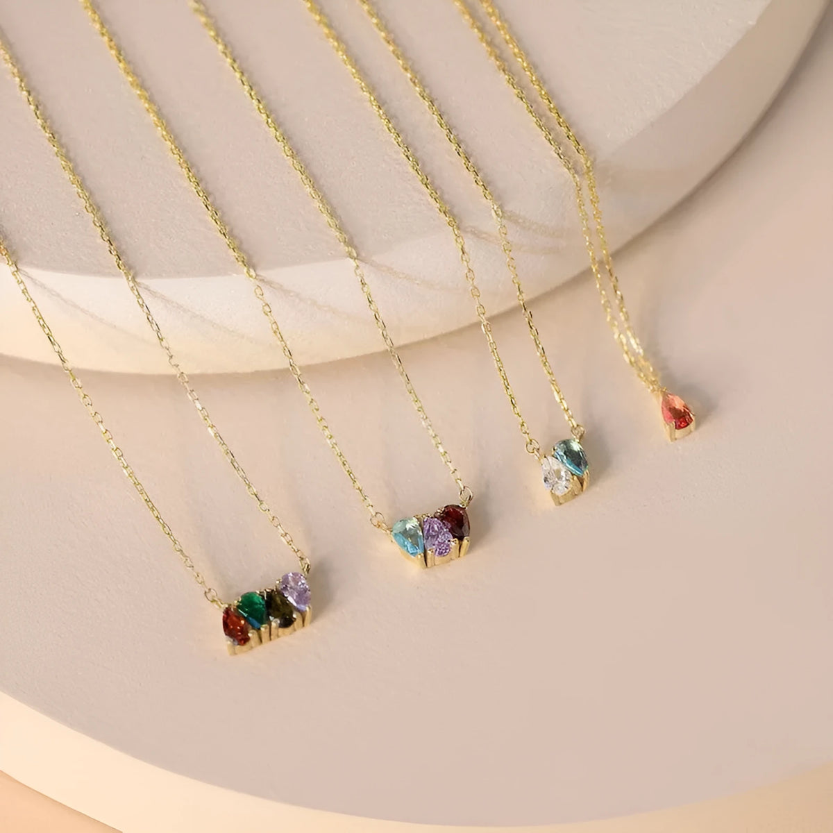 Titanium steel zircon clavicle chain necklace in silver, gold, or rose gold with monthly style options.