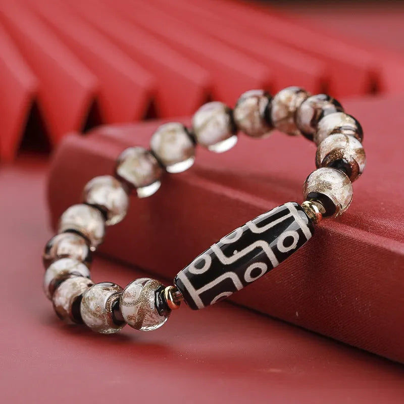 Chinese coloured glaze bracelet with five-colour snake motif lucky beads